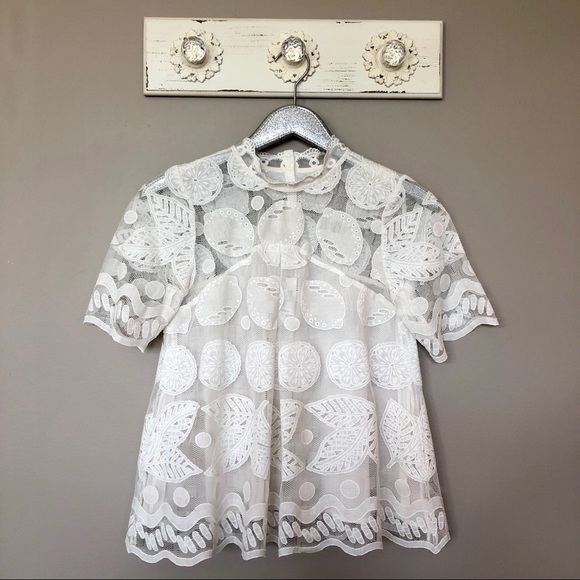 Anthropologie Tops - Anthropologie HD in Paris | White Lace Citrus Top